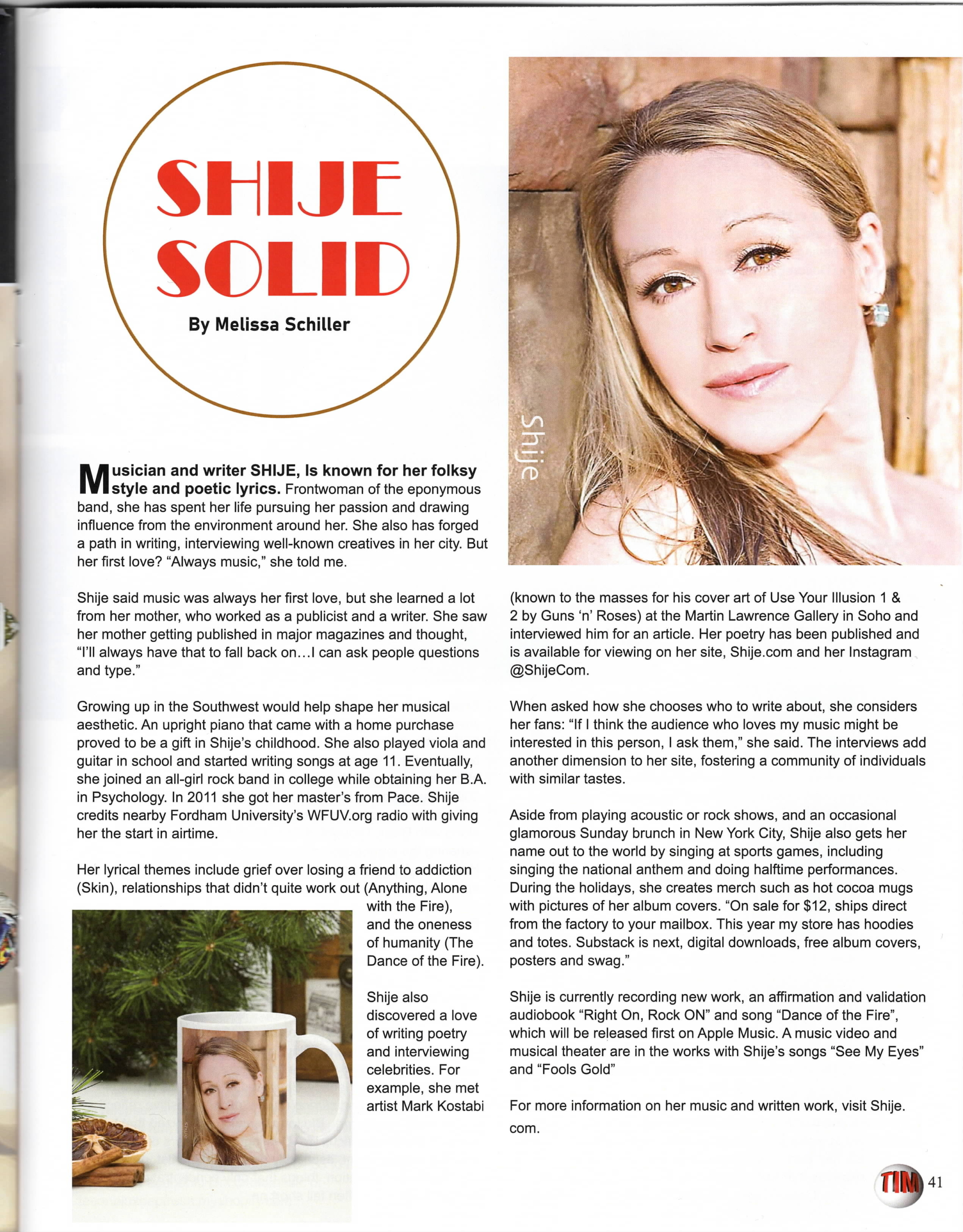 Shije in Talent Magazine, album photo shown